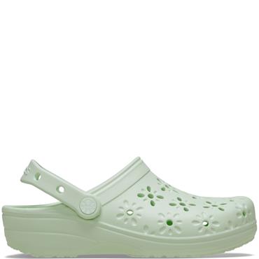CROCS WOMENS CLASSIC FLORAL CUT OUT CLOG - JADE TINT