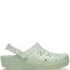CROCS WOMENS CLASSIC FLORAL CUT OUT CLOG - JADE TINT