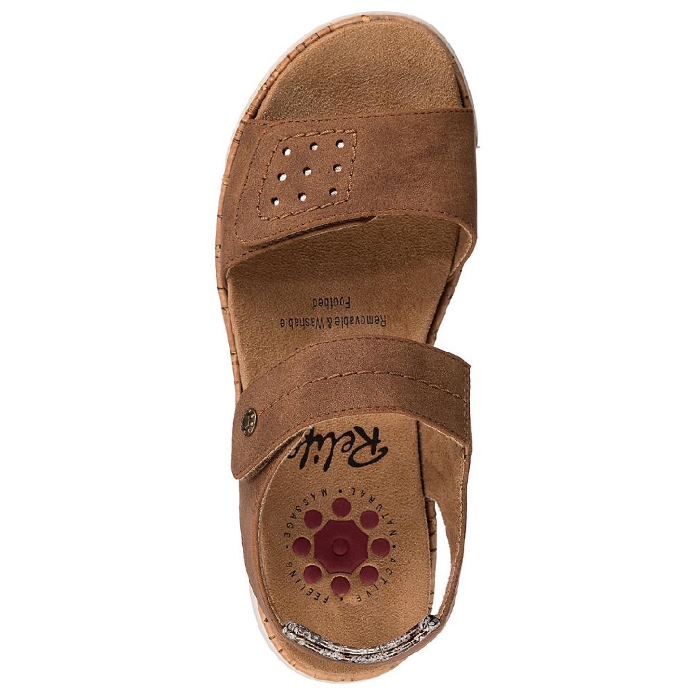 RELIFE WOMENS VELCRO STRAP SANDAL MARRON Paul Byron Shoes Ireland