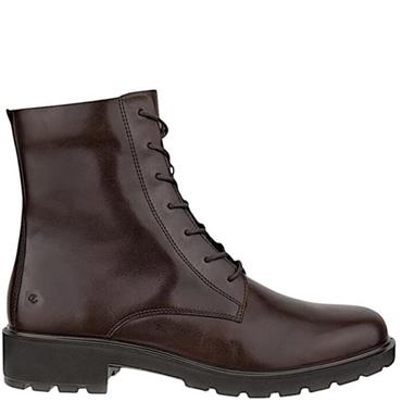 ECCO WOMENS ZIP LACE ANKLE BOOT - POTTING SOIL