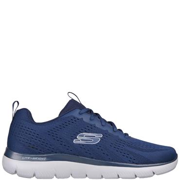 SKECHERS MENS WASHABLE LACE TRAINER - NAVY GREY