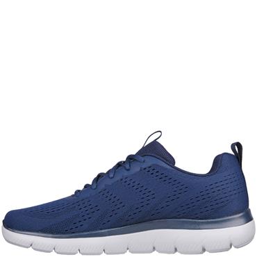 SKECHERS MENS WASHABLE LACE TRAINER - NAVY GREY