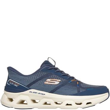 SKECHERS MENS GLIDE STEP ALTUS TRAINER - NAVY ORANGE