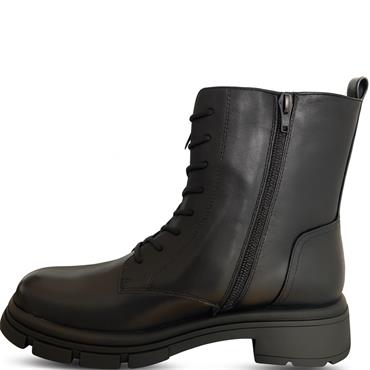 REDZ WOMENS ZIP LACE ANKLE BOOT - BLACK