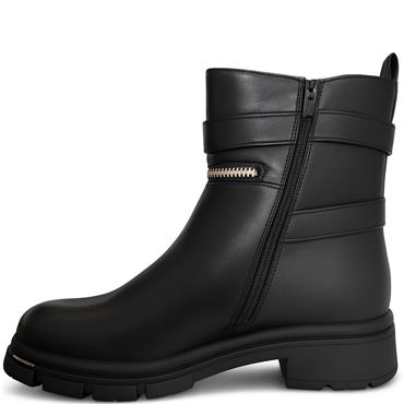 REDZ WOMENS ZIP LACE ANKLE BOOT - BLACK