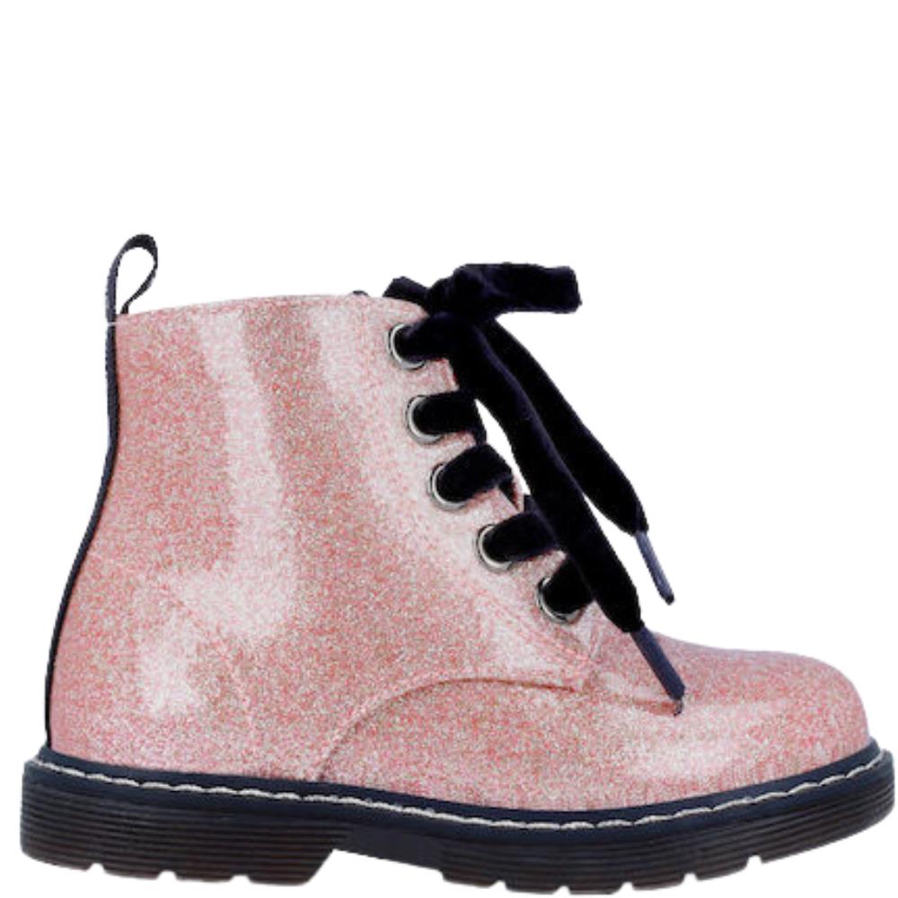 GARVALIN GIRLS ZIP LACE ANKLE BOOT ROSE GLITTER Paul Byron Shoes