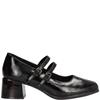 HISPAFLEX WOMENS STRAP MEDIUM HEEL SHOE - BLACK PATENT