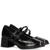 HISPAFLEX WOMENS STRAP MEDIUM HEEL SHOE - BLACK PATENT