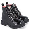 GARVALIN GIRLS ZIP LACE ANKLE BOOT - BLACK GLITTER