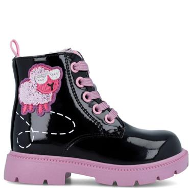 GARVALIN GILRS ZIP LACE ANKLE BOOT - BLACK PATENT