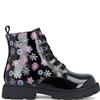 GARVALIN GIRLS ZIP LACE ANKLE BOOT - BLACK FLORAL