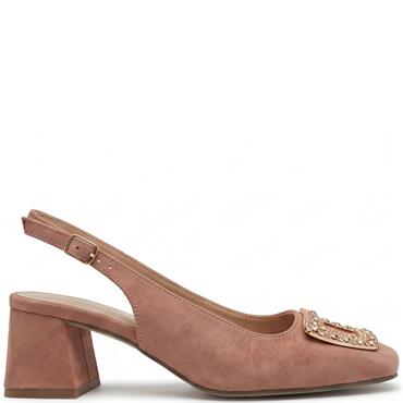 VALENTINO CONTE WOMENS MIDHEEL SLINGBACK - BLUSH SUEDE