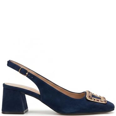 VALENTINO CONTE WOMENS MIDHEEL SLINGBACK - NAVY SUEDE
