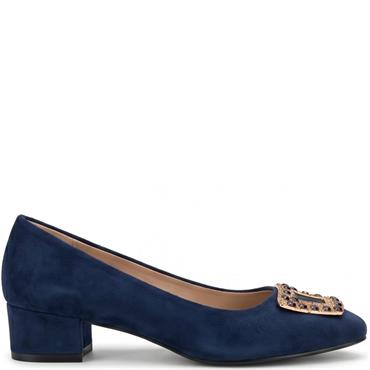 VALENTINO CONTE WOMENS LOW HEEL COURT SH - NAVY SUEDE