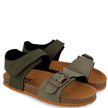 GARVALIN KIDS FLAT STRAP SANDAL - KHAKI