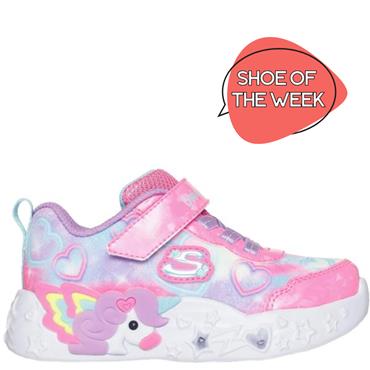 SKECHERS GIRLS UNICORN LIGHTS TRAINER - PINK MULTI