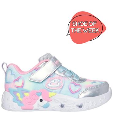 SKECHERS GIRLS UNICORN LIGHTS TRAINER - SILVER MULTI