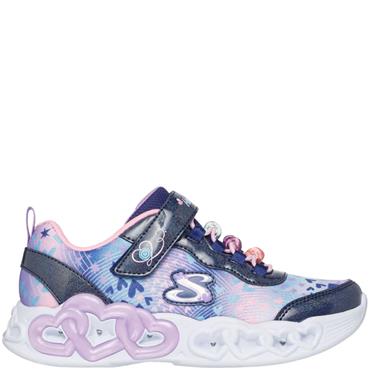 SKECHERS GIRLS HEART LIGHTS TRAINER - NAVY MULTI