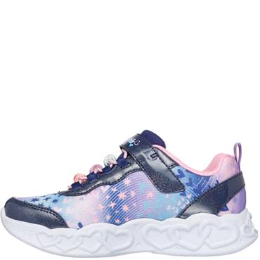 SKECHERS GIRLS HEART LIGHTS TRAINER - NAVY MULTI
