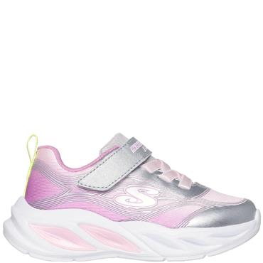 SKECHERS GIRLS LIGHTS STRAP TRAINER - SILVER MULTI