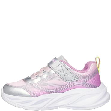 SKECHERS GIRLS LIGHTS STRAP TRAINER - SILVER MULTI