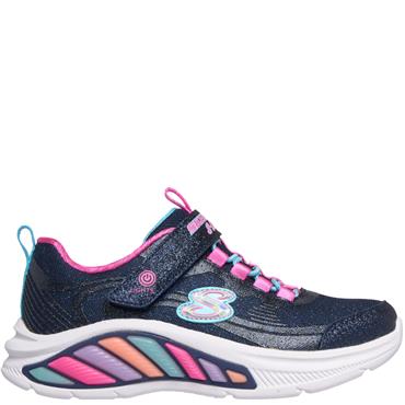 SKECHERS GIRLS LIGHT UP VELCRO TRAINER - NAVY