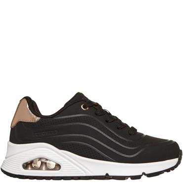 SKECHERS GIRLS UNO SHIMMER TRAINER - BLACK