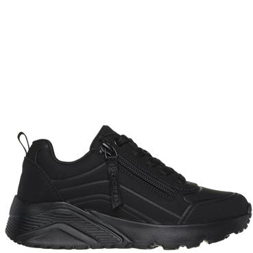 SKECHERS GIRLS UNO LITE ZIP LACE TRAINER - BLACK
