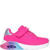 SKECHERS GIRLS UNO LITE STRAP TRAINER - HOT PINK MULTI