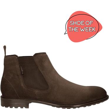 BUGATTI MENS LEATHER CHELSEA ANKLE BOOT - DARK BROWN