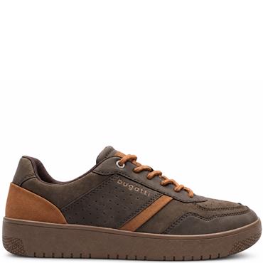 BUGATTI MENS LACE TRAINER - DARK BROWN