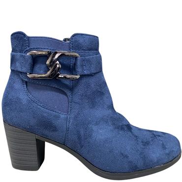 DEES SHOES WOMENS ZIP ANKLE BOOT - NAVY SUEDE