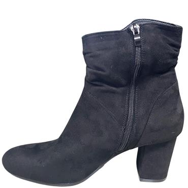 DEES SHOES WOMENS ZIP ANKLE BOOT - BLACK SUEDE
