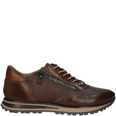 BUGATTI MENS ZIP LACE CASUAL SHOE - BROWN