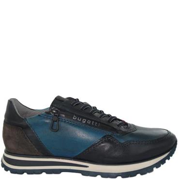 BUGATTI MENS ZIP LACE CASUAL SHOE - DARK BLUE