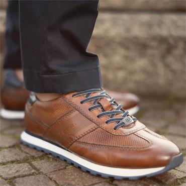 BUGATTI MENS ZIP LACE CASUAL SHOE - COGNAC