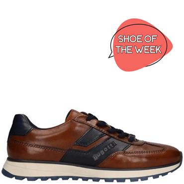 BUGATTI MENS TRAINER - COGNAC DARK BLUE