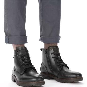 RIEKER MENS ZIP LACE ANKLE BOOT - BLACK