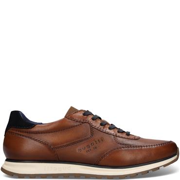 BUGATTI MENS LEATHER BREATHABLE TRAINER - COGNAC