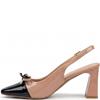 REDZ WOMENS MID HEEL BOW SLING BACK - NUDE BLACK