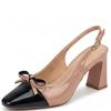 REDZ WOMENS MID HEEL BOW SLING BACK - NUDE BLACK
