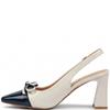 REDZ WOMENS MID HEEL BOW SLING BACK - WHITE NAVY