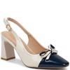 REDZ WOMENS MID HEEL BOW SLING BACK - WHITE NAVY