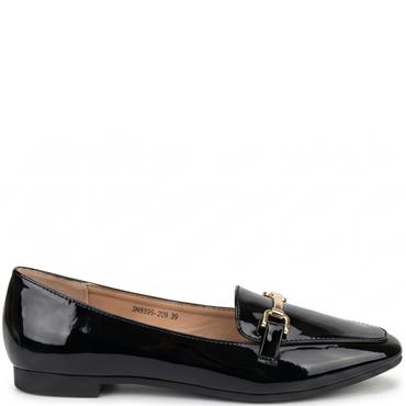 VALENTINO CONTE WOMENS FLAT LOAFER - BLACK PATENT