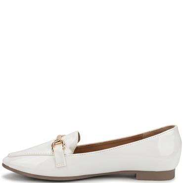 VALENTINO CONTE WOMENS FLAT LOAFER - WHITE PATENT