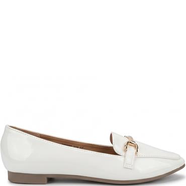 VALENTINO CONTE WOMENS FLAT LOAFER - WHITE PATENT