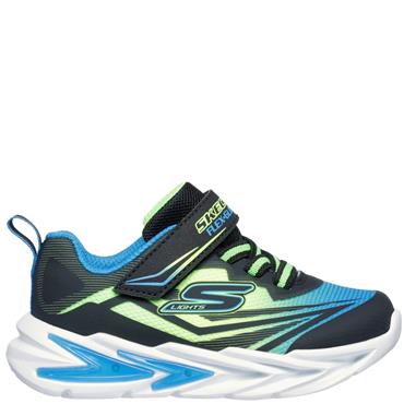 SKECHERS BOYS LIGHTS FLEX TRAINER - BLACK BLUE LIME