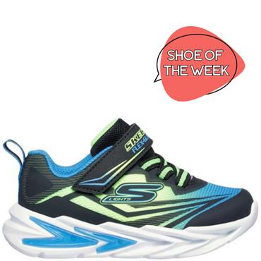 SKECHERS BOYS LIGHTS FLEX TRAINER - BLACK BLUE LIME