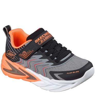 SKECHERS BOYS FLEX GLOW ULTRA TRAINER - BLACK CHARCOAL