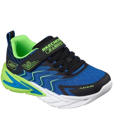 SKECHERS BOYS FLEX GLOW ULTRA TRAINER - BLACK LIME